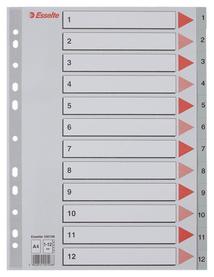 divisori numerici 1-12 - cartoncino bianco a4